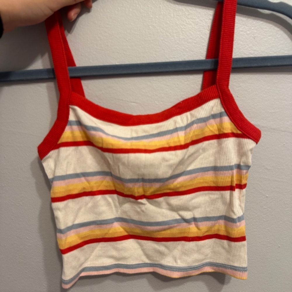 PacSun Striped Crop Top with Red Straps